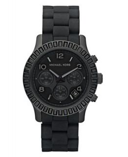 Michael Kors Watch, Womens Chronograph Runway Black Silicone Bracelet