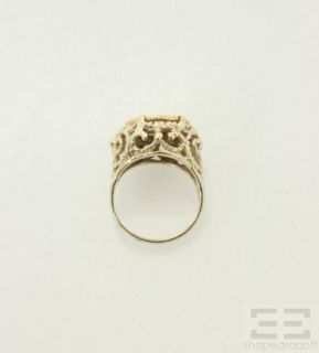 Designer 14k Yellow Gold Filigree Coin Ring Size 6