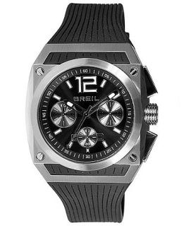 Breil Watch, Mens Chronograph Gear Black Rubber Strap 41mm TW0692
