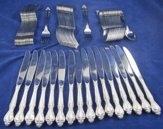 Vintage Lyon Stainless Silverware Lot Queens Fancy Knives Salad