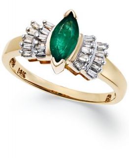 14k Gold Ring, Emerald (5/8 ct. t.w.) and Diamond (1/5 ct. t.w