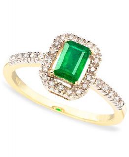 14k Gold Emerald Cut Emerald (3/8 ct. t.w.) & Diamond (1/8 ct. t.w