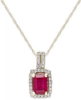 14k Gold Necklace, Ruby (1 ct. t.w.) and Diamond (1/5 ct. t.w