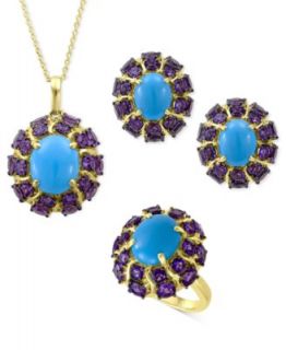 Carlo Viani 14k Gold Jewelry Collection, Turquoise and Amethyst Circle