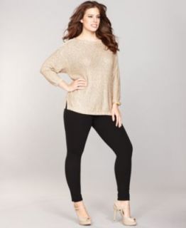 INC International Concepts Plus Size Ruched Jewel Collar Sweater