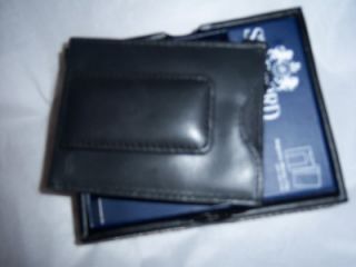 Leather Magnetic Money Clip Wallet Valet Box Black