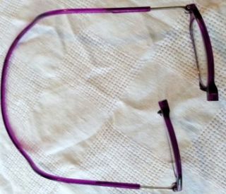 Click able magnetic front closure reading glasses NEW purple frame +2