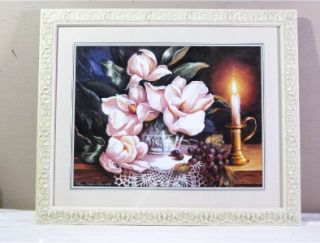 HOME INTERIOR MAGNOLIA GRAPES FLORAL FRAMED PRINT ART PICTURE NEW #1