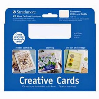 Blank Greeting Cards Envelopes 40 Pcs Fluorescent White w Deckle Edge