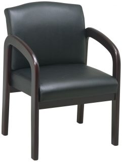 Faux Leather Mahogany Finish Visitors Chair, Thick Padded Seat and
