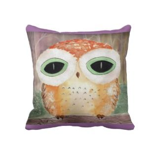 Green eyed Owl  American MoJo Pillow