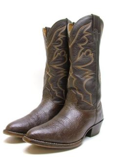 Mens Larry Mahan Dark Brown Buffalo Rodeo Cowboy Western Boots Sz 9 D