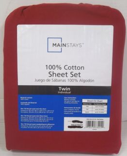 Mainstays 100 Cotton Twin Sheet Set Red Sedona