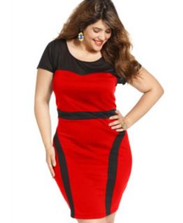 Trixxi Plus Size Dress, Short Sleeve Colorblocked