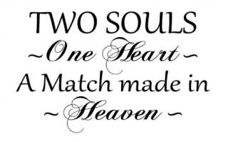 Two Souls One Heart Made in Heaven Vinyl Wall Art Words Decals