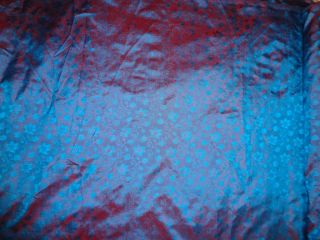 100 Pure Silk Brocade Fabric Iridescent Blue Red Color 44