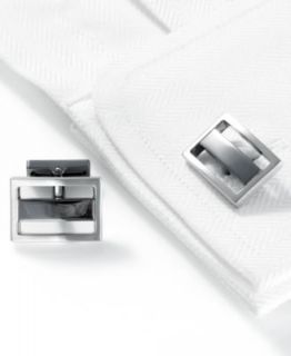 Kenneth Cole New York Cufflinks, Brushed Nickel With Polished Hematite