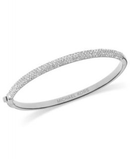 Michael Kors Bracelet, Silver Tone Ion Plated Glass Bangle Bracelet