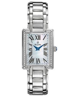 Bulova Watch, Womens Diamond Accent Stainless Steel Bracelet 22mm