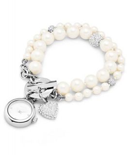 Carolee Watch, Womens Glass Pearl Double Bracelet 22mm W1591 4178