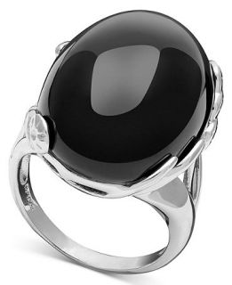 Sterling Silver Ring, Onyx Dome Ring (16 22mm)   Rings   Jewelry