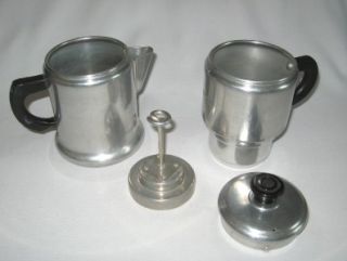 Vintage Aluminum 4 Cup Manual Drip Coffee Maker Press