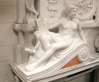 4753 Carved Carerra Marble Figural Fireplace Mantel