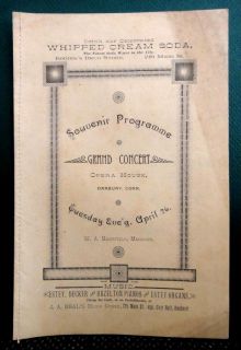 1892 Antique Ground Concert Opera Theater Program Danbury Ct