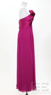 Marchesa Notte Fuschia Pink Silk Chiffon Satin Evening Dress Size 8