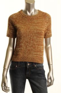Marc Jacobs New Brown Metallic Wool 1 4 Zip Back Short Sleeve Pullover