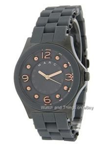 New Marc by Marc Jacobs Rose Gold Grey Pelly Silicone s s Ladies Watch