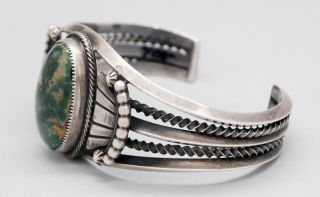 Vintage Navajo Domed King Manassa Turquoise Sterling Silver Bracelet