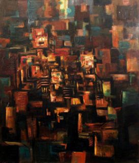 Frank Mancuso Cubist Oil Canvas