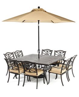 Kingsley Outdoor Patio Furniture, 9 Piece Set (64 Square Dining Table