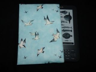 Fabric eBook Reader Sleeve for Kindle 3 Seagulls