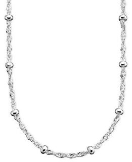 Sterling Silver Necklace, 16 30 Small Bead Station Singapore Chain