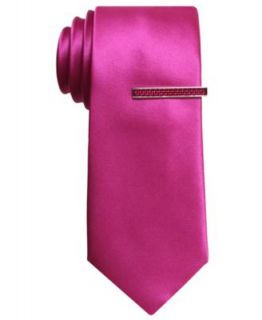 Alfani RED Big and Tall Tie, 2 3/4 Solid Skinny Tie with Tie Bar