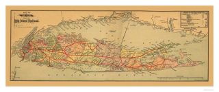 Long Island New York Railroad Map 1884 Poster 16X6