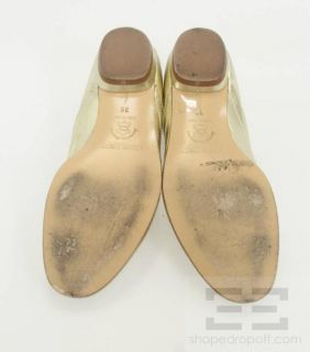 Marina Rinaldi Gold Metallic Leather Threaded Toe Ballet Flats Size 39
