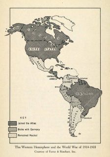 War Allies Germany Axis Neutral Map Western Hemisphere Latin