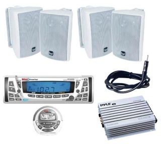 Marine Indash Radio Receiver Remote 4 Speakers 400WAMP Antenna
