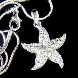 Wedding w Swarovski Crystal STARFISH star fish Marine Charm Necklace