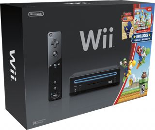 Black Wii Console Super Mario Bros Game