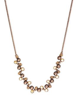 Givenchy Necklace, Brown Gold Tone Glass Frontal Strand Necklace