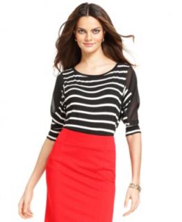 AGB Three Quarter Sleeve Striped Top & Grace Elements Pencil Skirt