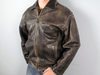 Andrew Marc Distressed Rich Leather Flight Jacket Bomber Coat Awesome