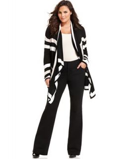 INC International Concepts Plus Size Long Sleeve Striped Cardigan