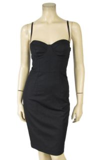 Marciano Black Knit Corset Dress 2 LBD Sleeveless Pencil Cotton Blend