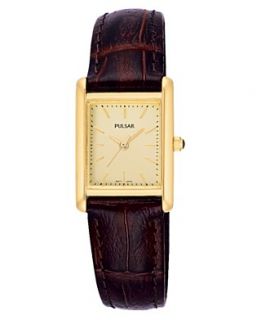 Pulsar Watch, Womens Brown Leather Strap PTC386