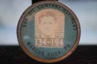 Oil Company Refinery Factory Employee Photo Badge Pin Marcus Hook PA